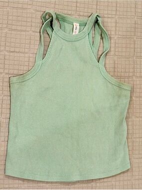 Anthropologie Ribbed Racerback Tank Top - Mint Green XS